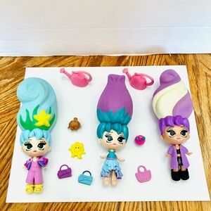 Blume Flower Pot Girl Dolls Lot(3) Minor Wear Some Accessories Skyrocket Toys